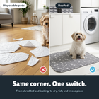 Same corner, one switch: swapping disposable pee pads for a reusable RooPad in the same spot